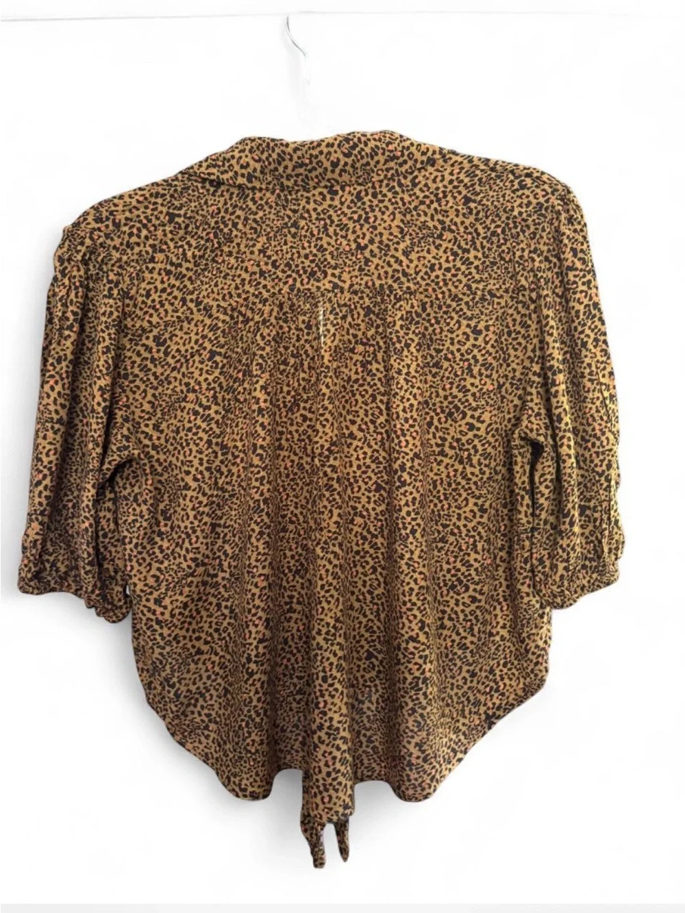 Free People Celia Tie-Front Blouse leopard print